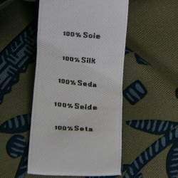 Hermes Green Printed Silk Button Front Long Sleeve Shirt M