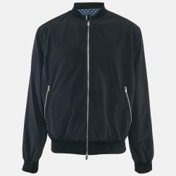 Hermes Blue Cotton and Nylon Reversible Zip-Up Cheval Punk Bandana Jacket XL