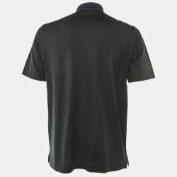 Pre Owned Hermes Black Cotton Knit Contrast Polo T-Shirt M