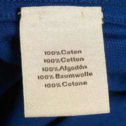 Pre Owned Hermes Royal Blue "H" Embroidered Cotton Polo T-Shirt M