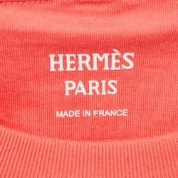 Pre Owned Hermès Pink Printed Cotton Crew Neck T-Shirt XS