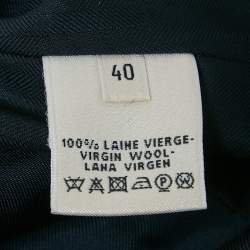 مملوكة مسبقًا Hermès Navy Blue Herringbone Wool Blazer XXS