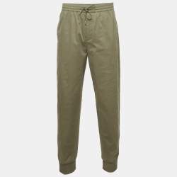 Pre Owned Hermes Khaki Cotton Gabardine Ankle Zip Joggers M