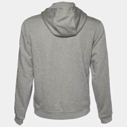 Hermes Grey Cotton Run H Zipped Hooded Sweatshirt L