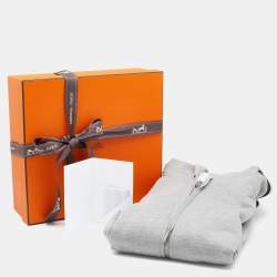 Hermes Grey Cotton Run H Zipped Hooded Sweatshirt L