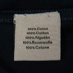 Pre Owned Hermes Navy Blue Cotton Pocket Detail V-Neck T-Shirt M