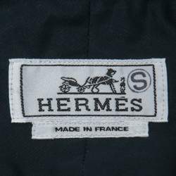 Hermes Navy Blue Poplin Origami Detail Button Front Shirt L
