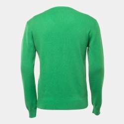 Hermes Green Cashmere V-Neck Sweater S