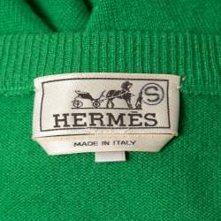 Hermes Green Cashmere V-Neck Sweater S