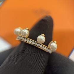 Pre Owned Hermes Chandra Pearl and Diamond Ring EU 51