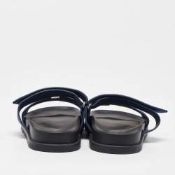Hermes Navy Blue Nubuck Leather Chypre Sandals Size 42
