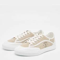 Hermès Beige/White Suede and Leather Get Sneakers Size 40.5