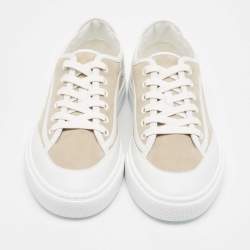 Hermès Beige/White Suede and Leather Get Sneakers Size 40.5
