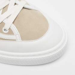 Hermès Beige/White Suede and Leather Get Sneakers Size 40.5