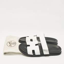 Hermes White Leather Chypre Sandals Size 43