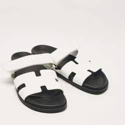 Hermes White Leather Chypre Sandals Size 43