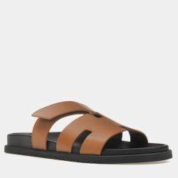 Hermes Naturel Black Smooth Calfskin Leather Chypre Sandal 41