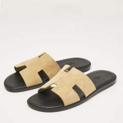 Pre Owned Hermès Beige Suede Izmir Flat Sandals Size 42.5