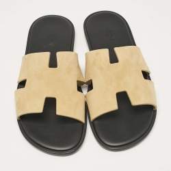 Pre Owned Hermès Beige Suede Izmir Flat Sandals Size 42.5