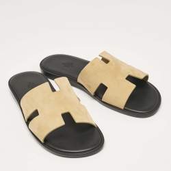 Pre Owned Hermès Beige Suede Izmir Flat Sandals Size 42.5