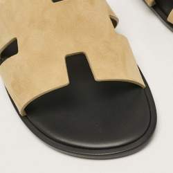 Pre Owned Hermès Beige Suede Izmir Flat Sandals Size 42.5