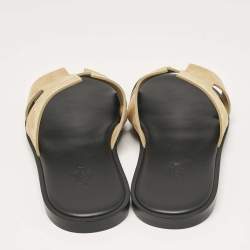 Pre Owned Hermès Beige Suede Izmir Flat Sandals Size 42.5