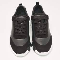 Hermes Black Leather and Suede Bouncing Sneakers Size 43