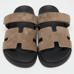 Pre Owned Hermès Grey Suede Chypre Sandals Size 43