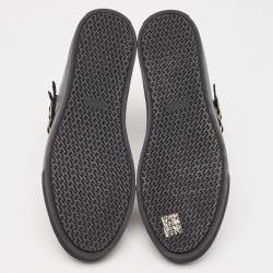 Hermes Black Leather Studded Lennox Sneakers Size 44.5
