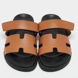 Hermès Brown Leather Chypre Sandals Size 39