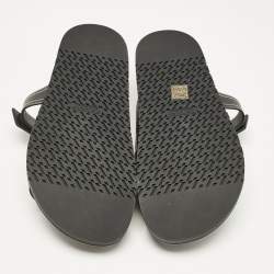 Pre Owned Hermes Black Leather Chypre Sandals Size 46