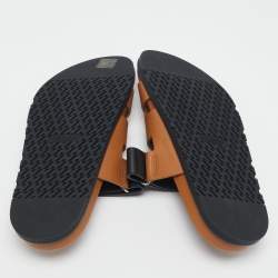 Hermes Black/Brown Leather Chypre Sandals Size 44