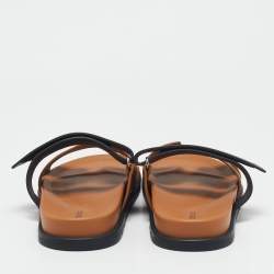 Hermes Black/Brown Leather Chypre Sandals Size 44