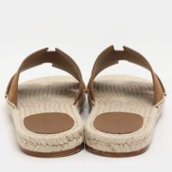 Hermes Brown Suede Antigua Espadrille Flats Size 43