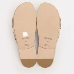 Hermes Brown Suede Antigua Espadrille Flats Size 43