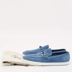 Hermes Blue Suede Ignacio Slip On Sneakers Size 44.5