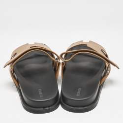 Hermes Brown Leather Chypre Sandals Size 47