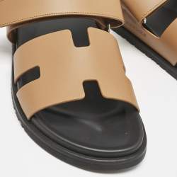 Hermes Brown Leather Chypre Sandals Size 47