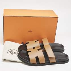 Hermes Brown Leather Chypre Sandals Size 47