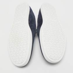 Hermès Navy Blue Suede Ignacio Loafers Size 42.5