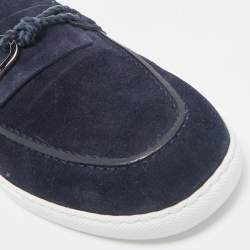 Hermès Navy Blue Suede Ignacio Loafers Size 42.5