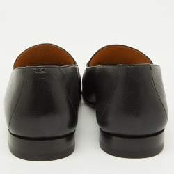Hermès Black Leather Ancora Slip On Loafers Size 40.5