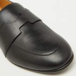 Hermès Black Leather Ancora Slip On Loafers Size 40.5