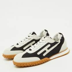 Hermès Black/White Fabric and Suede Jet Sneakers Size 42