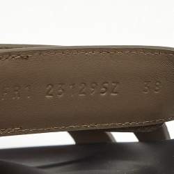 Pre Owned Hermes Etoupe Leather Chypre Sandals Size 38