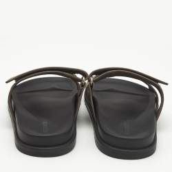 Pre Owned Hermes Etoupe Leather Chypre Sandals Size 38