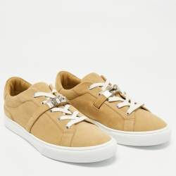 Hermes Light Brown Suede Day Sneakers Size 45