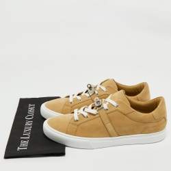 Hermes Light Brown Suede Day Sneakers Size 45