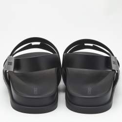 Pre Owned Hermes Black Leather Genius Flat Sandals Size 46