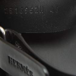 Pre Owned Hermes Black Leather Genius Flat Sandals Size 46